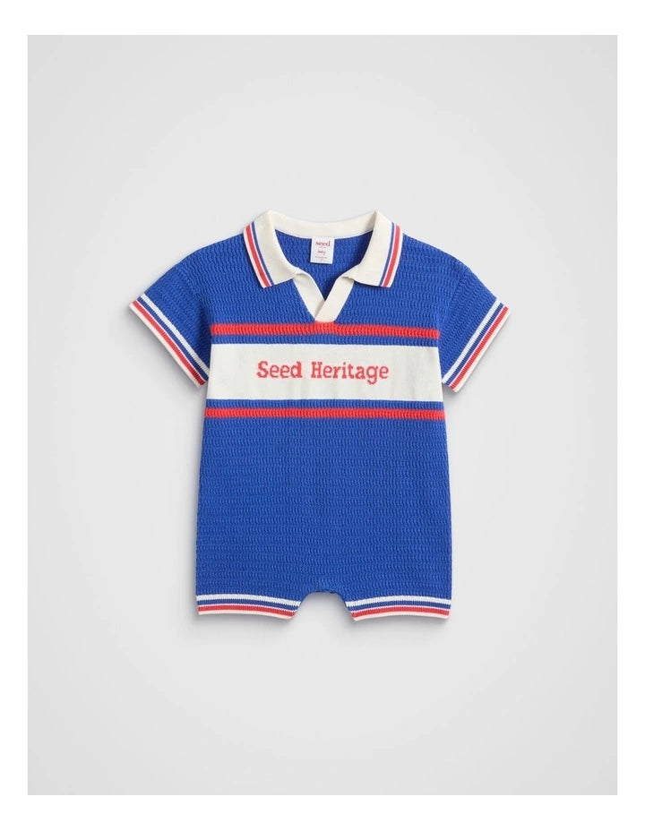 Seed Heritage Knit Romper Blue Size 1