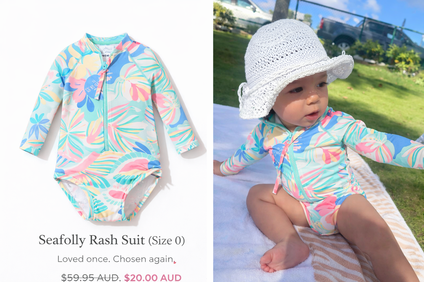 Seafolly Rash Suit - Size 0