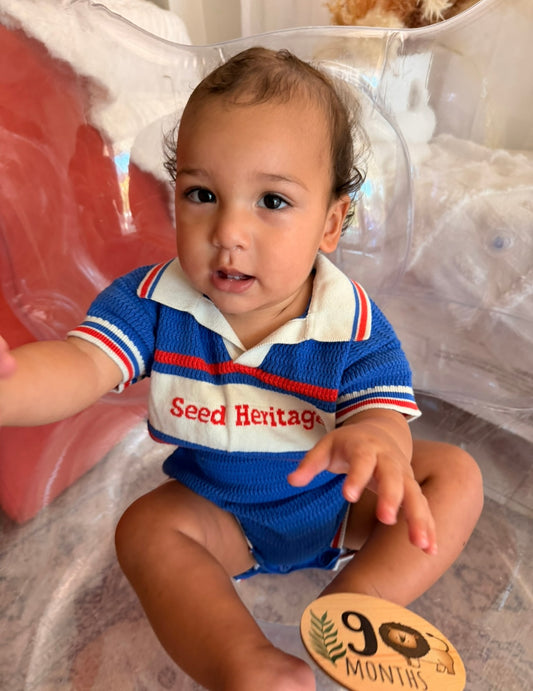 Seed Heritage Knit Romper Blue Size 1